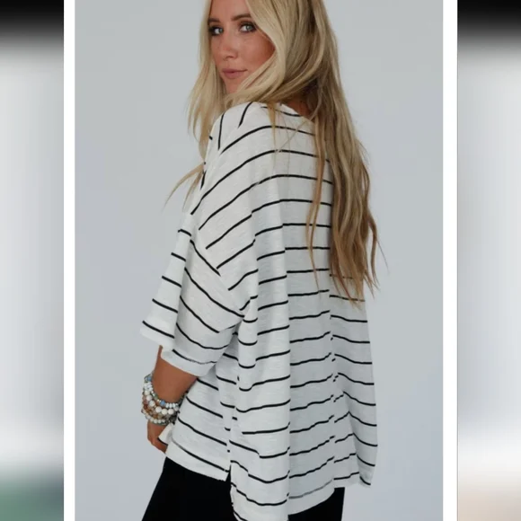 NWT Three Bird Nest Dreamy Daze Striped Sage Green Women's Top - Picture 4 of 16